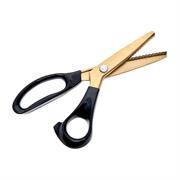 Hemline Gold Pinking Shears 9.25" with Brushed Gold Blade and Black Handle